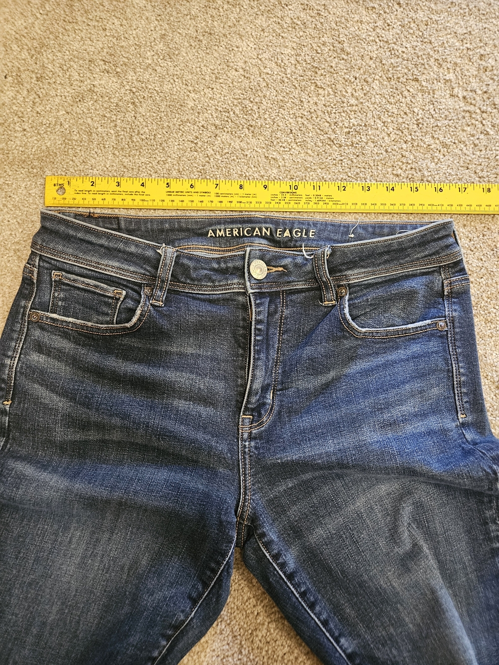 AE  Women's Dark Blue Kick Boot Jeans Sz. 12 X- Short 28" Inseam - Picture 6 of 7